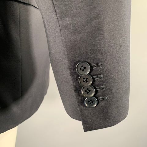 ISAIA Size 42 Black Wool Notch Lapel Sport Coat