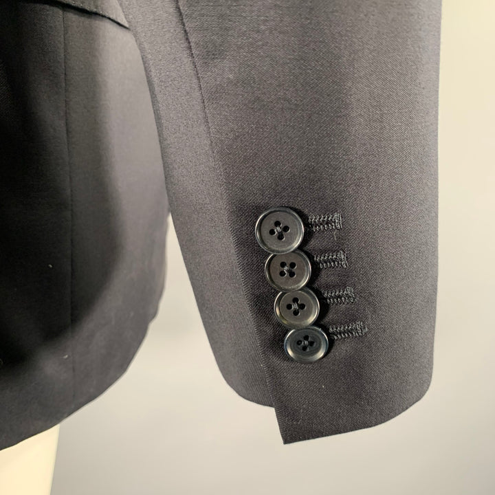 ISAIA Size 42 Black Wool Notch Lapel Sport Coat