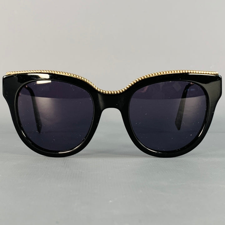 MARC JACOBS Black Gold Acetate Metal Oversized Round Sunglasses