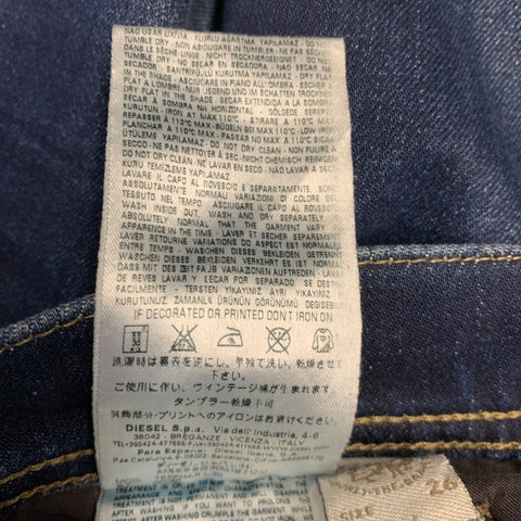 DIESEL Size 26 Tepphar Blue Distressed Cotton Blend Tapered Slim Jeans