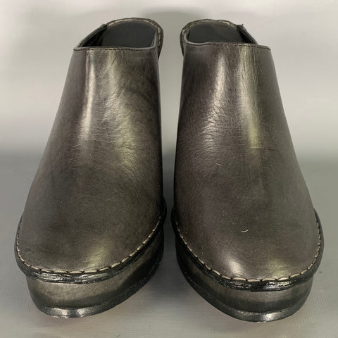 CHLOE Size 10 Black Leather Mules Wedges