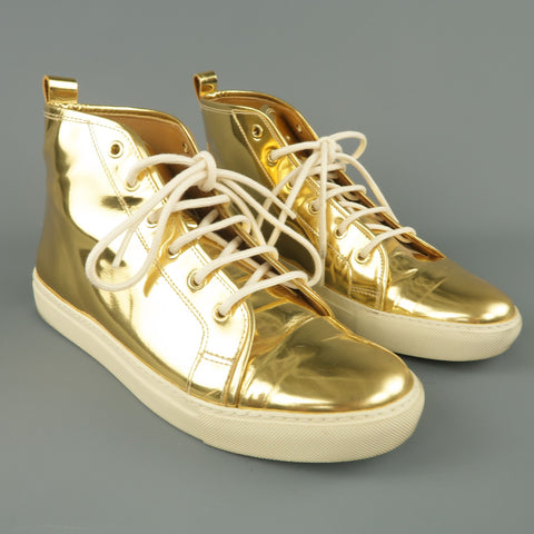 RALPH LAUREN Taille 8 Baskets montantes Silvana en cuir doré métallisé