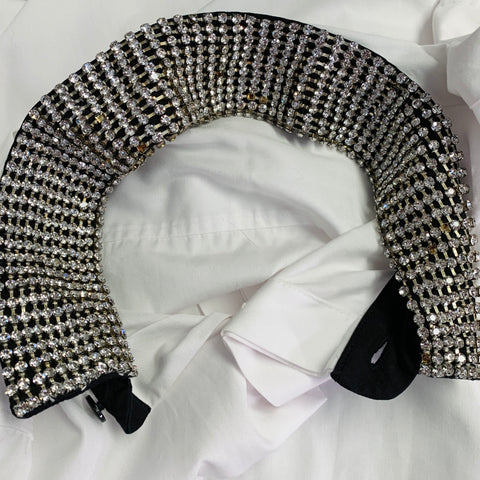 HAIDER ACKERMANN Size S White Beaded Cotton Crystals Hidden Placket Short Sleeve Shirt