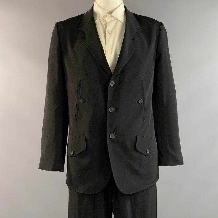 YOHJI YAMAMOTO Chest Size 42 Black Triacetate Blend Double Breasted 34 31 Suit