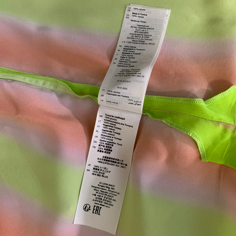 SANDRO SS2020 Size XXL Green Orange & Pink Stripe Viscose Button Up Short Sleeve Shirt