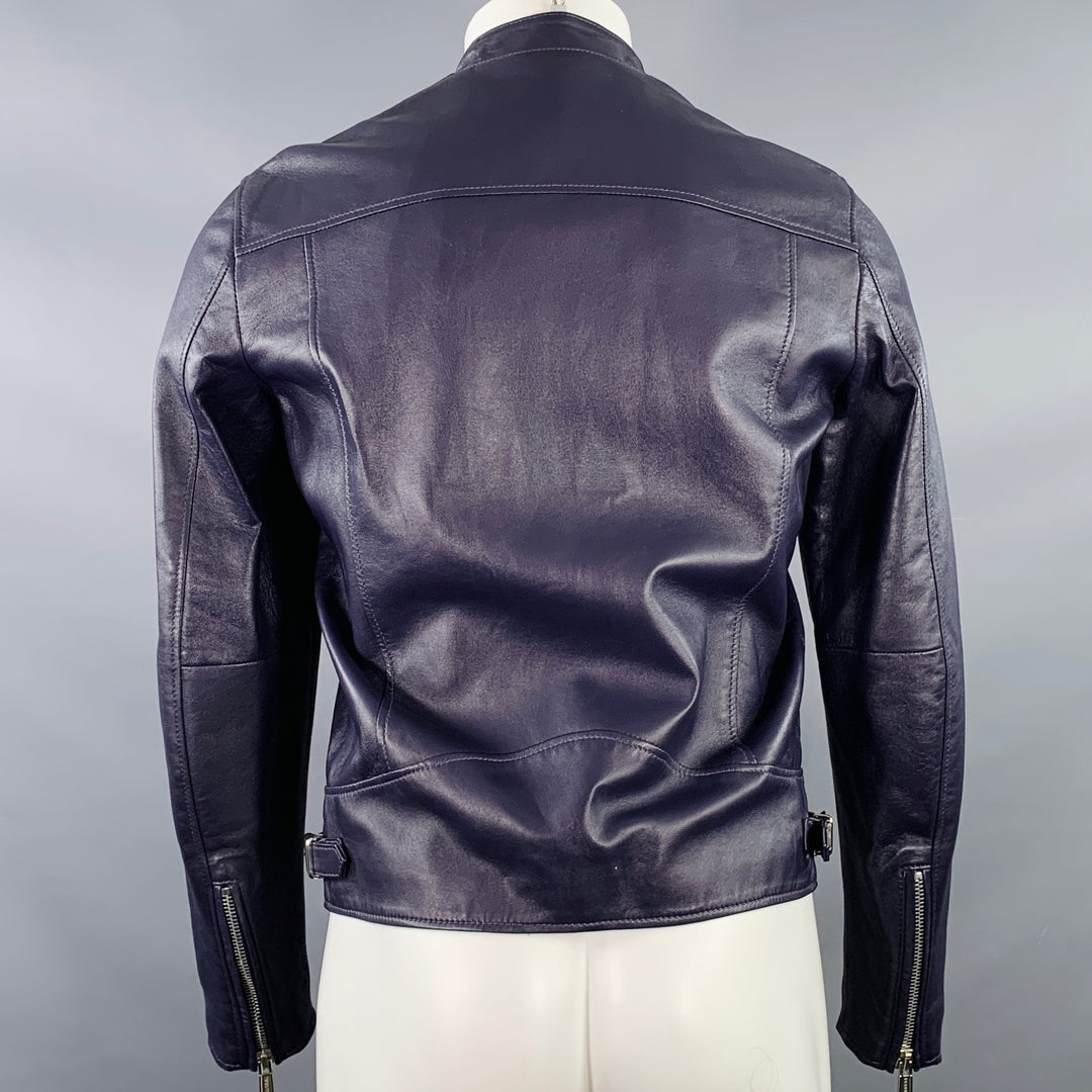 DSQUARED2 Size 36 Purple Leather Motorcycle Jacket