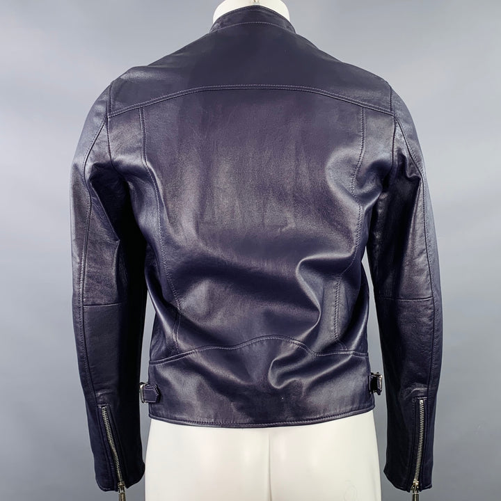 DSQUARED2 Size 36 Purple Leather Motorcycle Jacket