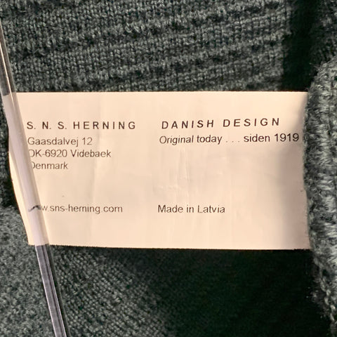S.N.S HERNING Size M Green Waffle Knit Virgin Wool Buttoned Jacket