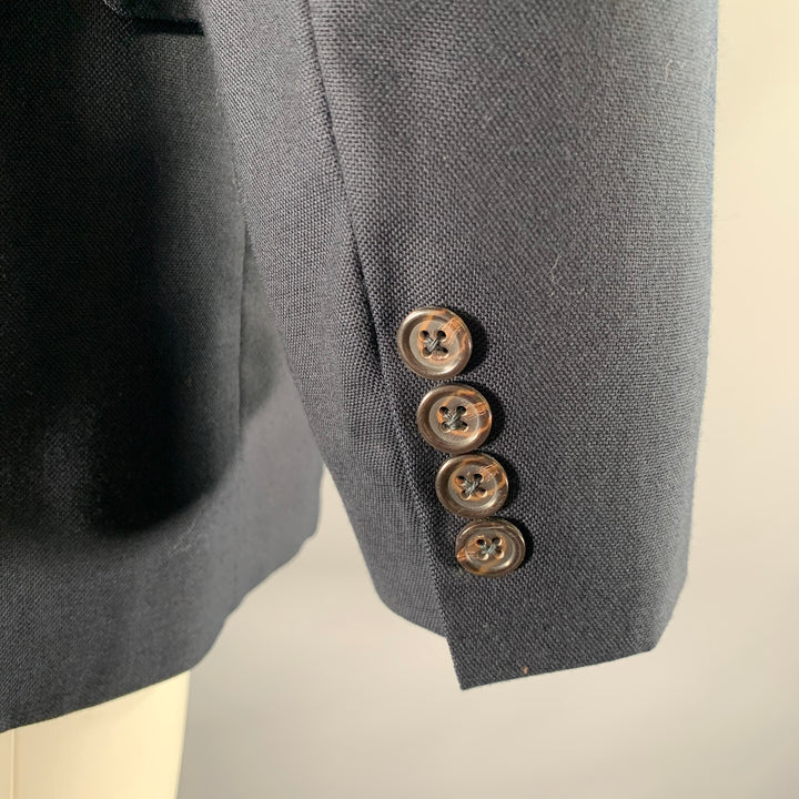 POLO Size 40 Navy Solid Wool Notch Lapel Sport Coat
