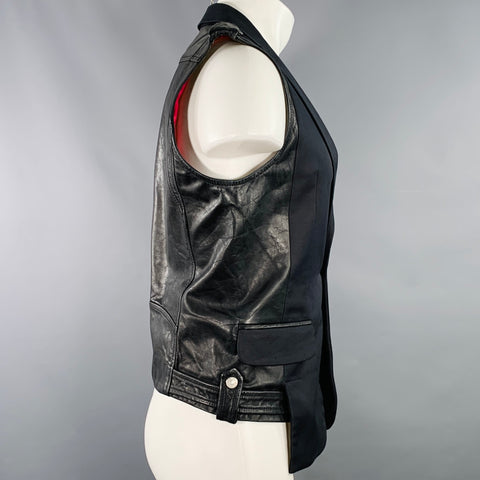 DSQUARED2 Size 40 Black Mixed Fabrics Cotton Silk Vest