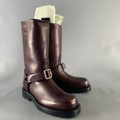 BURBERRY Size 7.5 Burgundy Leather Pull On Boots