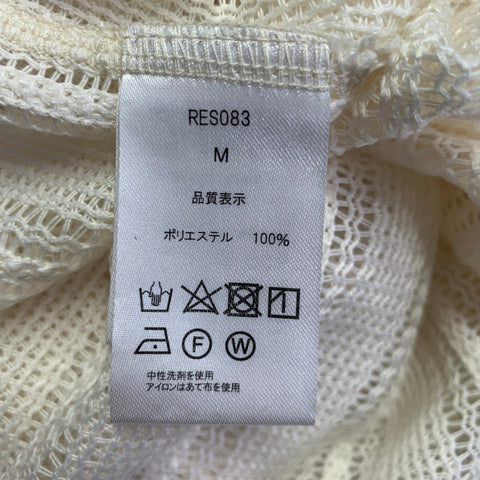 RE:ROOM Size M Cream Crochet Short Sleeve Shirt