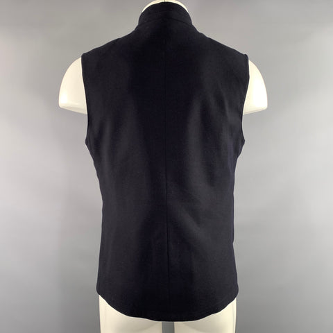 ATELIER MUNRO Size M Black Solid Wool Blend Double Zipper Vest