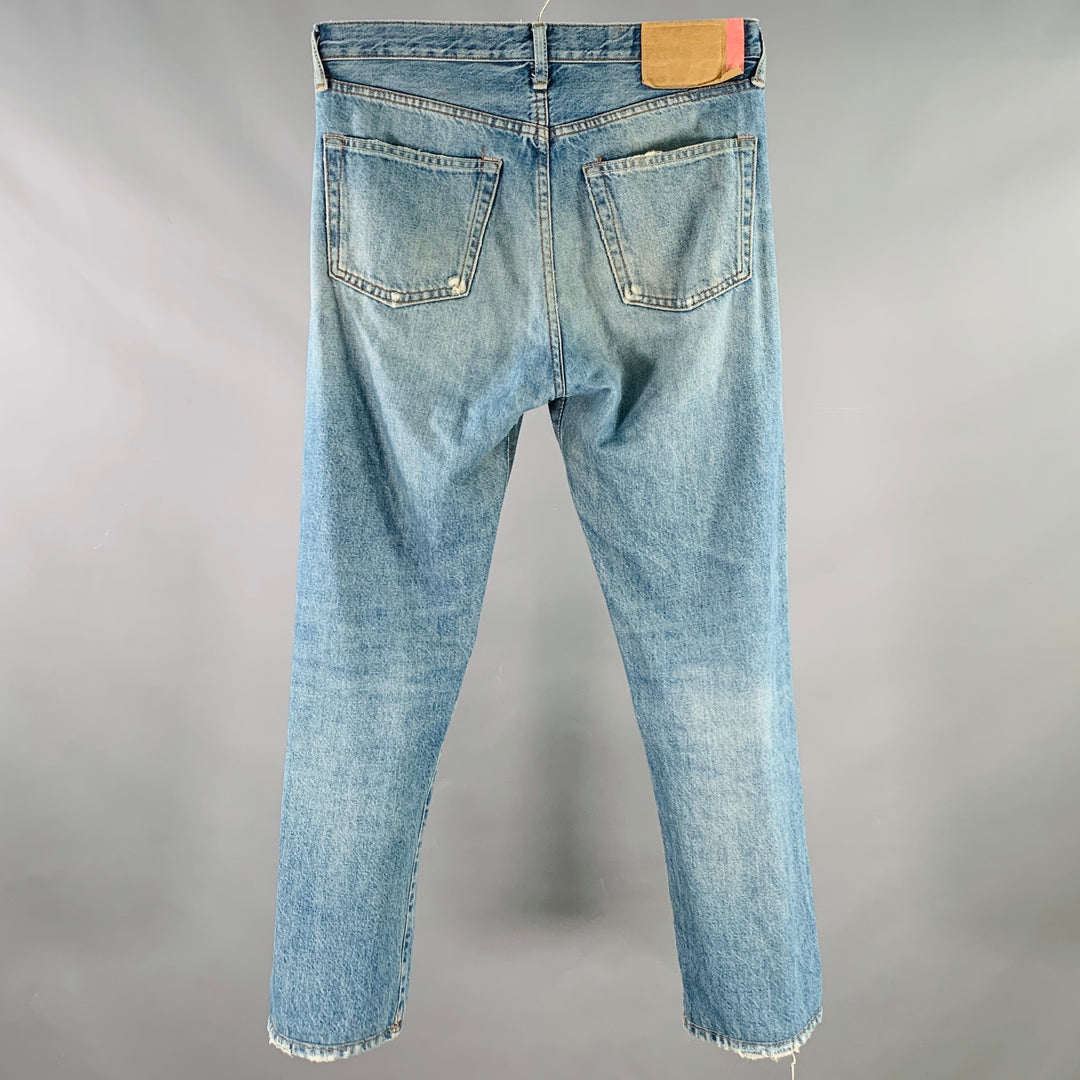 ACNE STUDIOS FW18 Size 30 1996 Trash Blue Cotton Straight Distressed Jeans