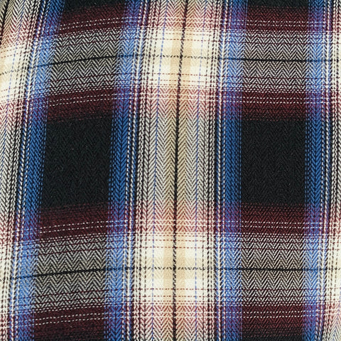 VINCE Size S Black Red Plaid Cotton Blend Spread Collar Long Sleeve Shirt