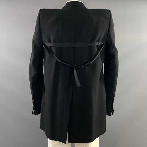 RICK OWENS Size 42 Black Wool  Viscose Blend Notch Lapel Coat