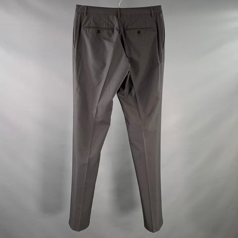 DOLCE & GABBANA Size 30 Charcoal Grey Wool Silk Flat Front Zip Fly Dress Pants