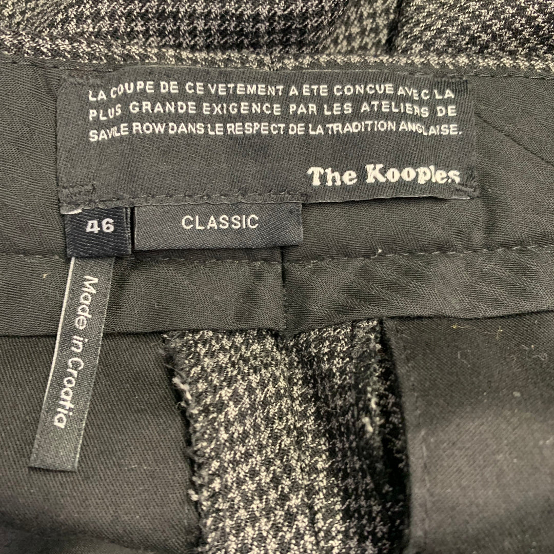 THE KOOPLES Size 30 Black Charcoal Houndstooth Wool Side Tabs Dress Pants