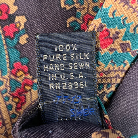 BURBERRYS Vintage Navy Teal Pink Paisley Silk Twill Tie