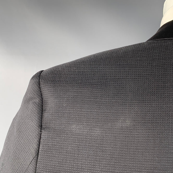 THE KOOPLES Size 38 Black Wool Woven Peak Lapel Tuxedo