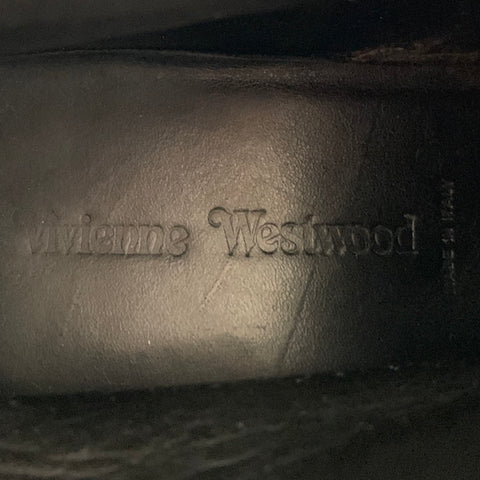 VIVIENNE WESTWOOD Size 12 Black Dark Grey Perforated Rubber Ankle Strap Boots