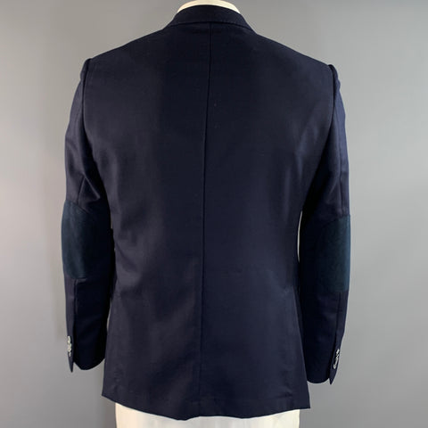 DANDY PARISIEN Chest Size 44 Navy Textured Wool Notch Lapel Sport Coat