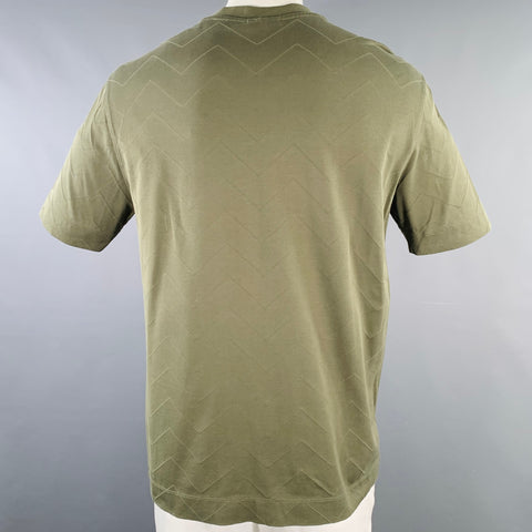 EMPORIO ARMANI Size XL Green Olive Chevron Jersey Crew Neck T-shirt
