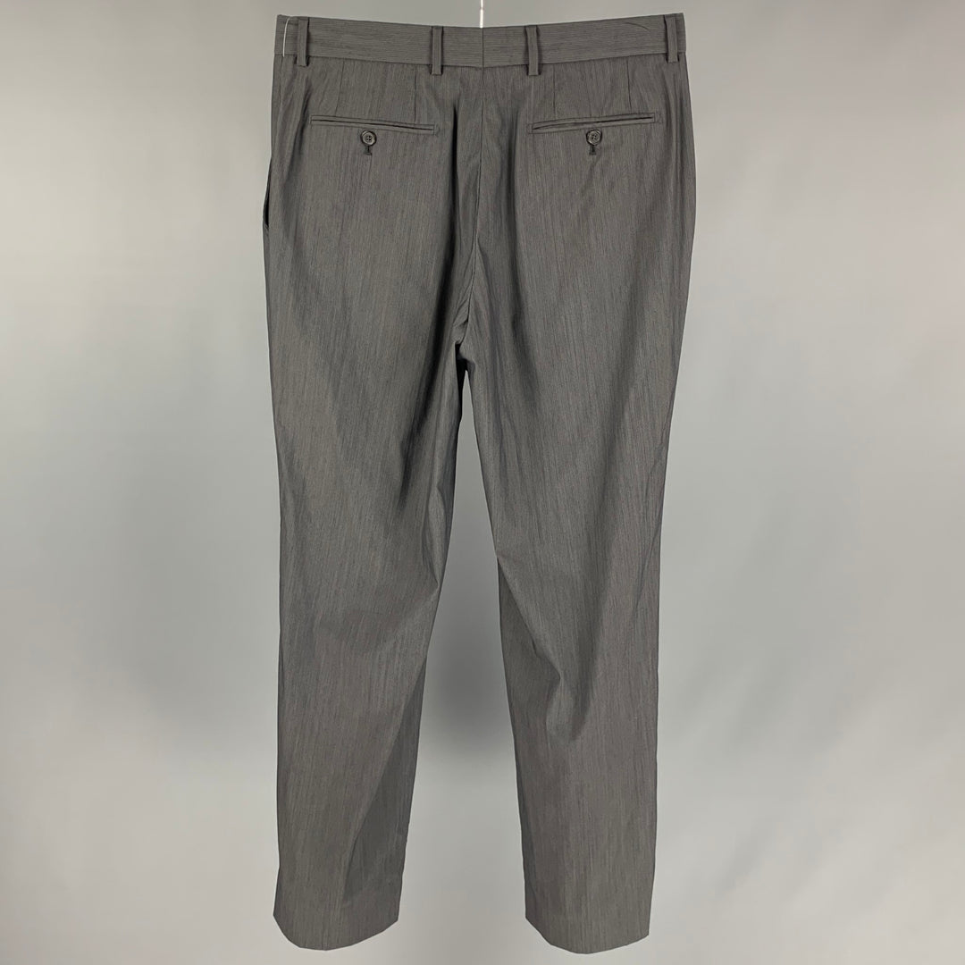 ARMAND BASI Size 32 Grey Stripe Wool Blend Flat Front Dress Pants