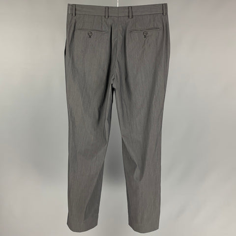 ARMAND BASI Size 32 Grey Stripe Wool Blend Flat Front Dress Pants