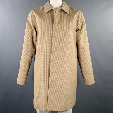 A.P.C. Size XL Tan Brown Plaid Cotton Polyester Coat