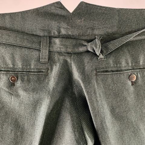 VISVIM Size L Green Pinstripe Wool Linen Silk Pants