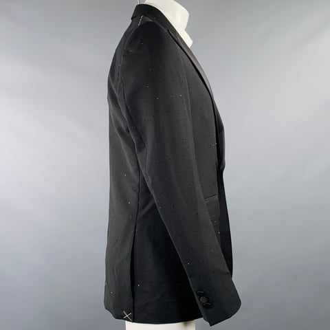 BURBERRY Size 40 Black Studded Mohair Wool Peak Lapel Sport Coat