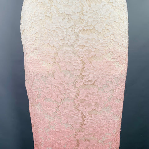 BURBERRY PRORSUM Size 4 Pink White Floral Pencil Guipure Lace Ombré Skirt