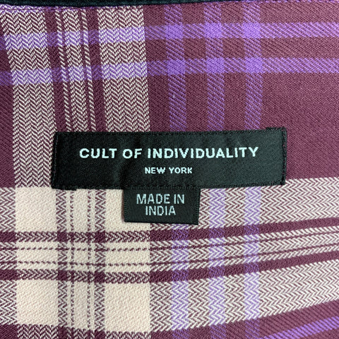 CULT OF INDIVIDUALITY Size S Purple Plaid Cotton Button Up Long Sleeve Shirt