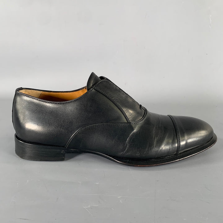 ALEXANDER MCQUEEN Size 9 Black Leather Toe Cap Loafers