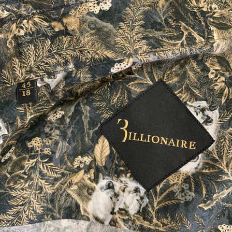 BILLIONAIRE COUTURE Size XL Brown Black Wolf Print Long Sleeve Shirt