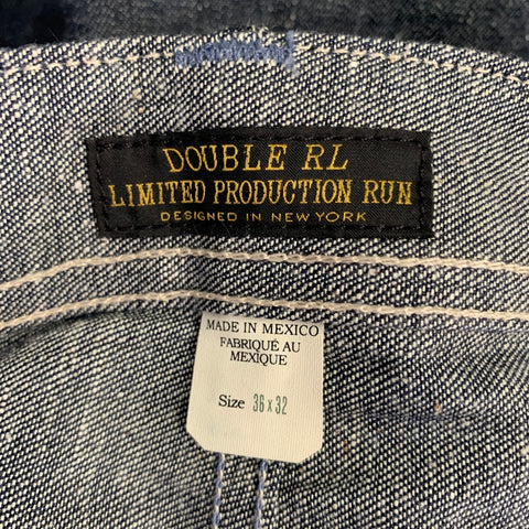 RRL by RALPH LAUREN Limited Edition Size 36 Indigo Contrast Stitch Selvedge Denim Worker Jeans