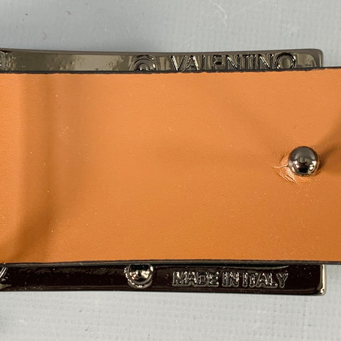 MARIO VALENTINO Size 36 Brown Gunmetal Monogram Leather Belt