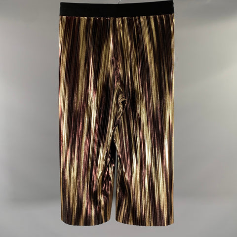 ALICE + OLIVIA Size 34 Black Gold & burgundy Polyester Wide Leg Casual Pants