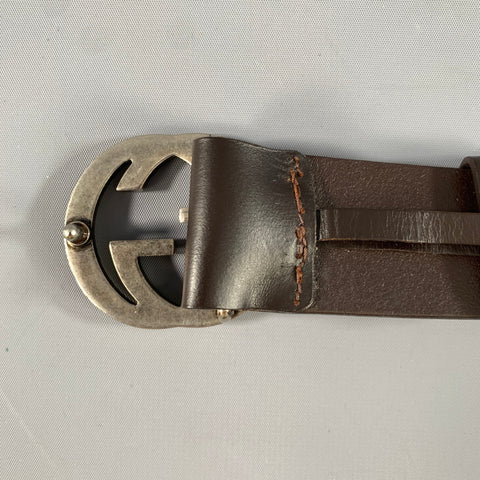 GUCCI Brown Solid Leather Belt
