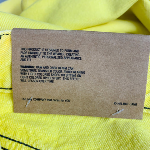 HELMUT LANG Size 30 Masc Lo Easy Yellow Contrast Stitch Cotton Zip Fly Jeans