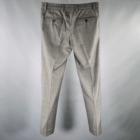 BRUNELLO CUCINELLI Size 32 Grey Wool Pleated Dress Pants
