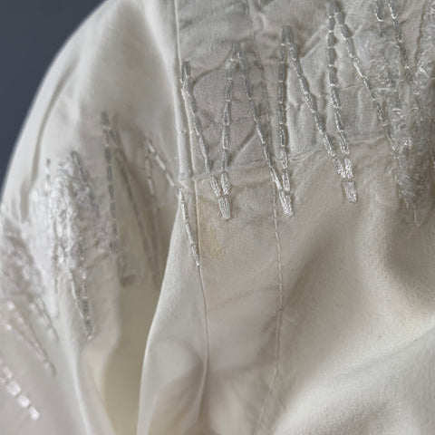 SACAI Size XS White Embroidery Cotton Button Down Long Sleeve Shirt