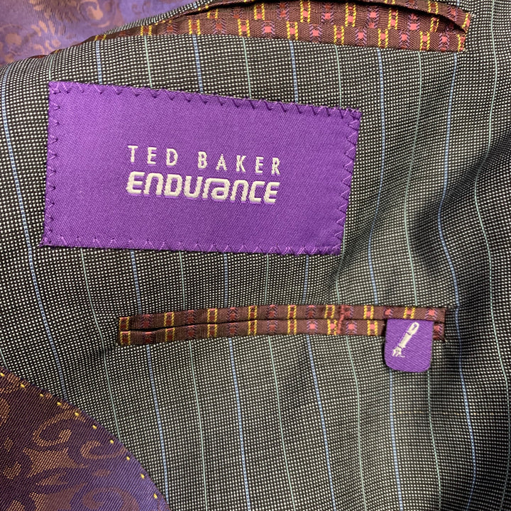 TED BAKER Size 40 Grey Blue Pinstripe Wool Mohair Notch Lapel Suit