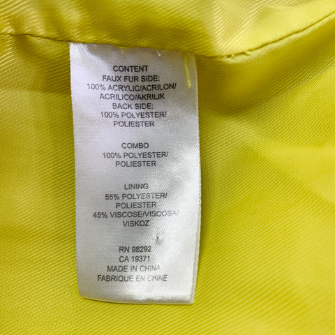 Veste Bomber Oversize Zippée TIBI Taille M en Fausse Fourrure Texturée Acrylique Jaune