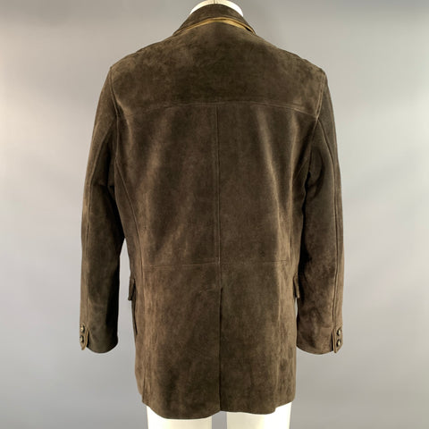 JOSEPH ABBOUD Size M Brown Leather Notch Lapel Jacket