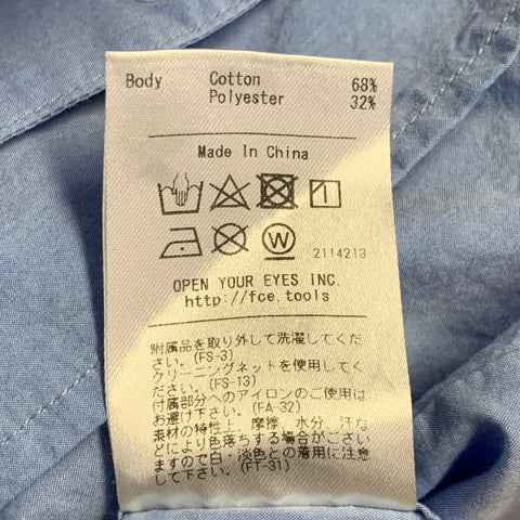 F/CE Size S Blue Cotton Blend Two Pockets Snaps Oversized Short Sleeve Shirt