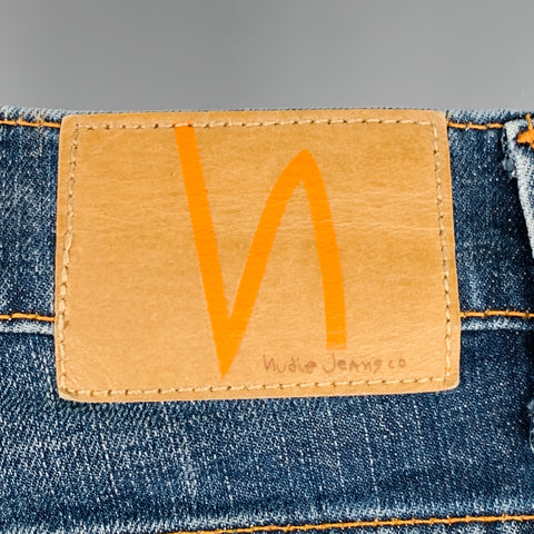 NUDIE JEANS Size 32 Tight Terry Blue Washed Cotton Blend Jeans