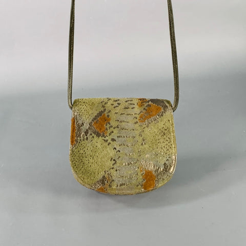 BRACCIALINI Grey Olive Brown Abstract Suede Micro Crossbody Handbag
