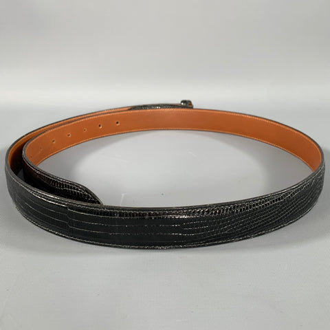 COACH Size 38 Black Crackled Lizard Belt